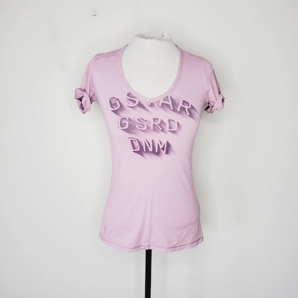 G-STAR Distressed Pink Logo T-Shirt - Picture 3 of 10